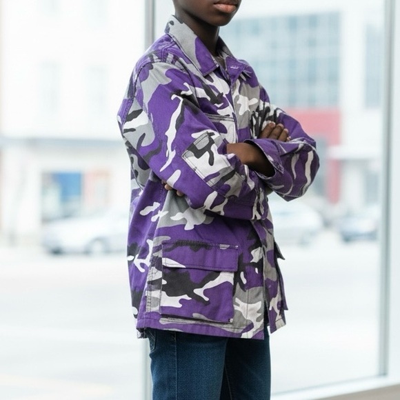Unisex Purple Camouflage Thin Jacket - Picture 4 of 16